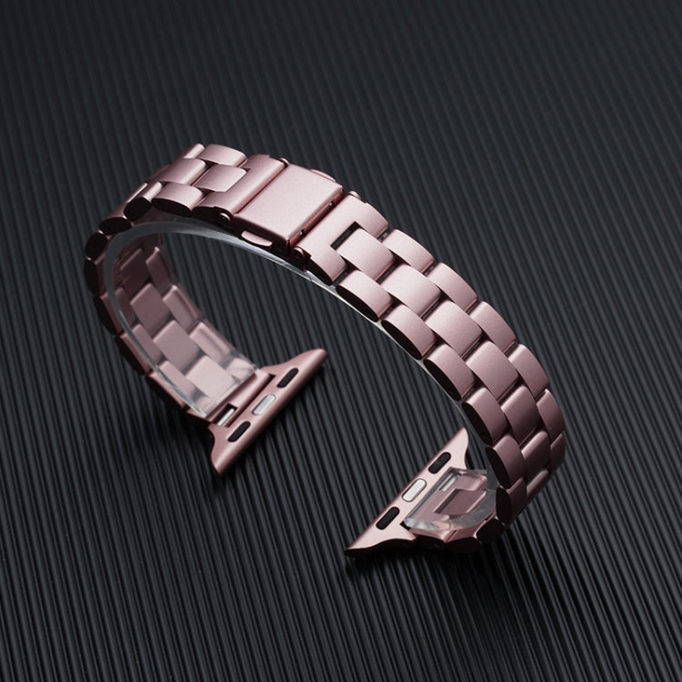Three-beads Steel Watch Band For Apple Watch Series 9&8&7 41mm / SE 3&SE 2&6&SE&5&4 40mm / 3&2&1 38mm  - Pink