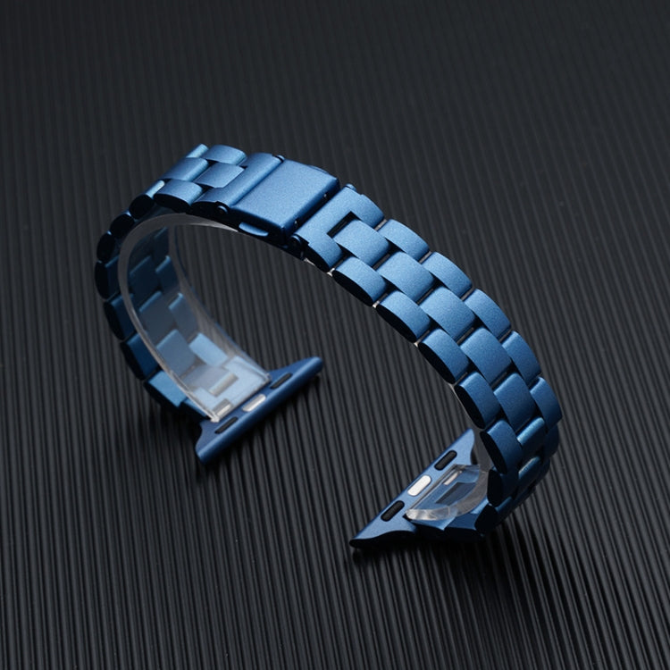 Three-beads Steel Watch Band For Apple Watch Series 9&8&7 41mm / SE 3&SE 2&6&SE&5&4 40mm / 3&2&1 38mm  - Blue