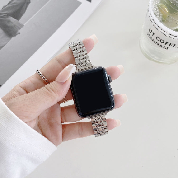 Seven-beads Steel Watch Band For Apple Watch Ultra 49mm&Watch Ultra 2 49mm / Series 9&8&7 45mm / SE 3&SE 2&6&SE&5&4 44mm / 3&2&1 42mm  - Starlight