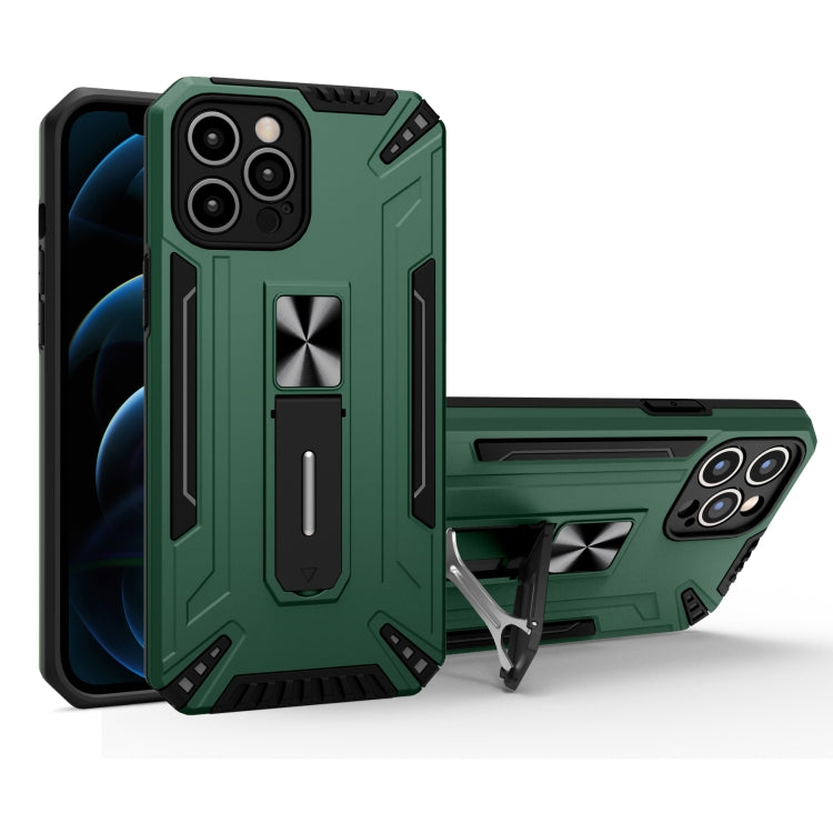 For iPhone 12 War-god Armor TPU + PC Shockproof Magnetic Protective Case with Folding Holder