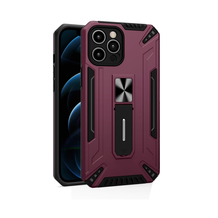 For iPhone 12 War-god Armor TPU + PC Shockproof Magnetic Protective Case with Folding Holder