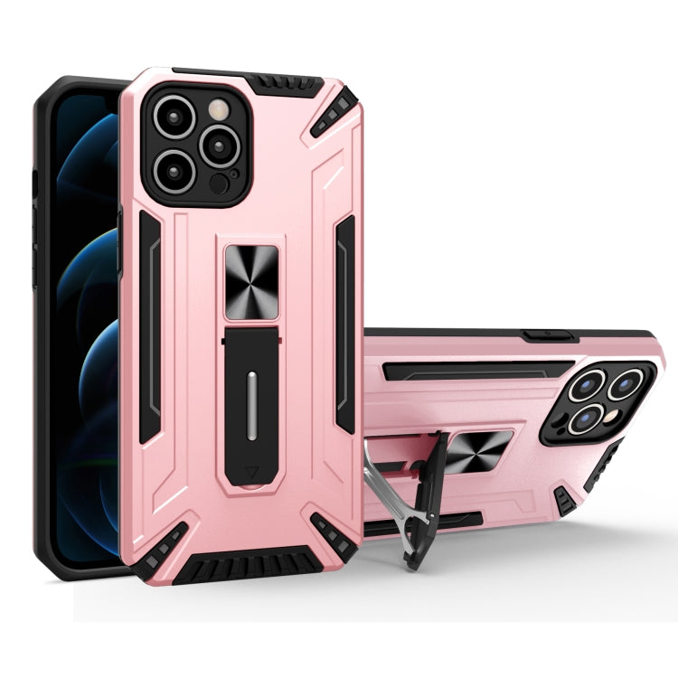For iPhone 12 War-god Armor TPU + PC Shockproof Magnetic Protective Case with Folding Holder