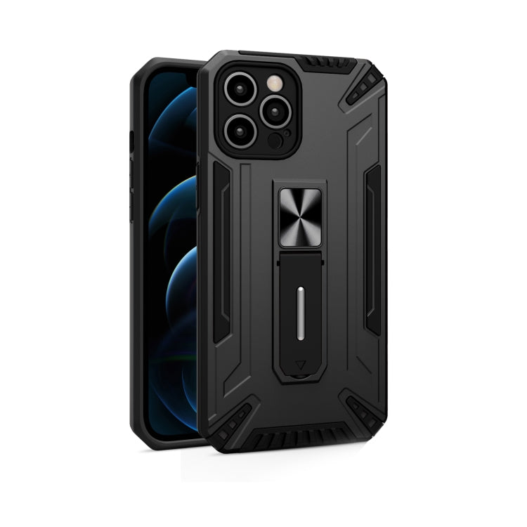 For iPhone 12 Pro War-god Armor TPU + PC Shockproof Magnetic Protective Case with Folding Holder