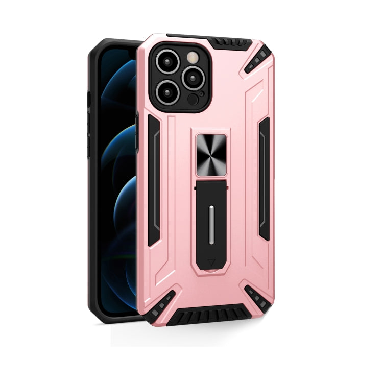 For iPhone 12 Pro War-god Armor TPU + PC Shockproof Magnetic Protective Case with Folding Holder