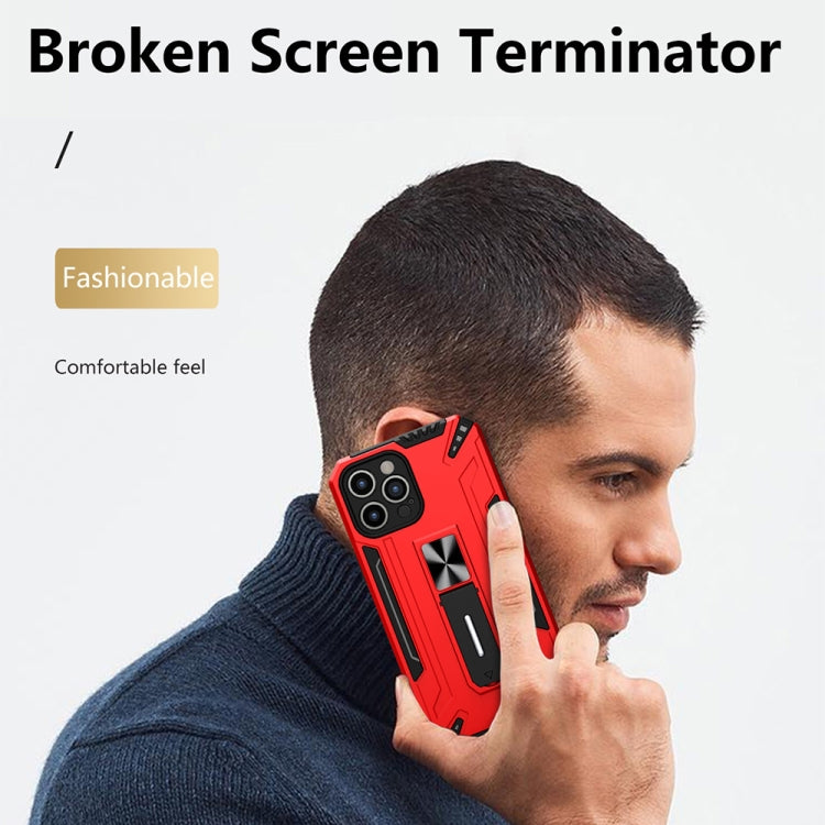 For iPhone 12 Pro War-god Armor TPU + PC Shockproof Magnetic Protective Case with Folding Holder