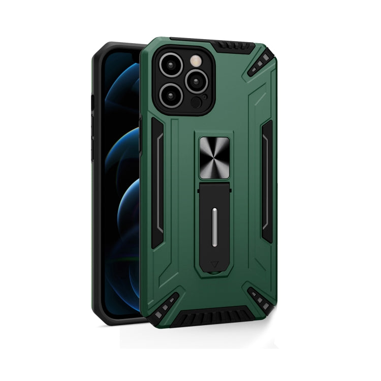 For iPhone 12 Pro Max War-god Armor TPU + PC Shockproof Magnetic Protective Case with Folding Holder