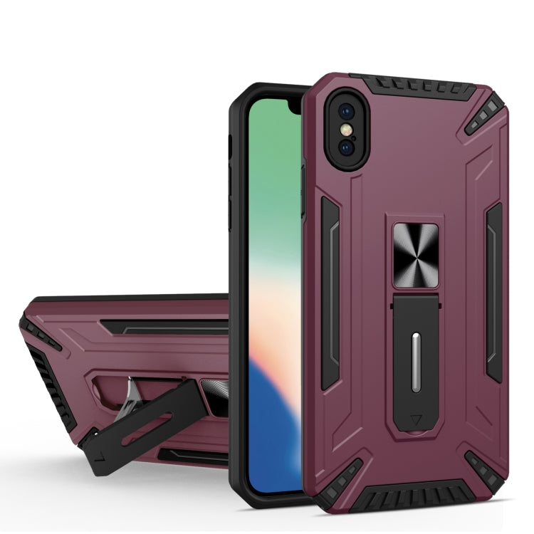 For iPhone XS Max War-god Armor TPU + PC Shockproof Magnetic Protective Case with Folding Holder