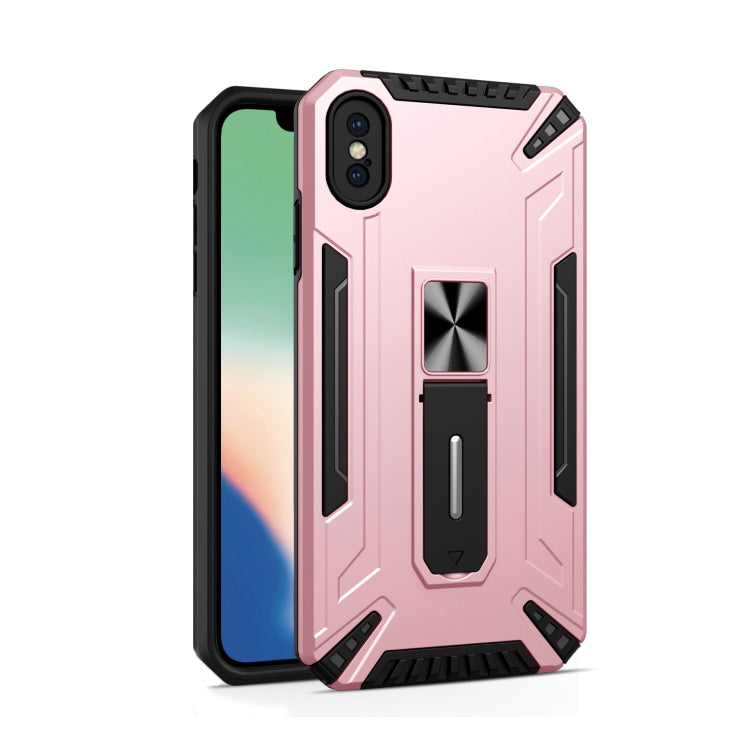 For iPhone XS Max War-god Armor TPU + PC Shockproof Magnetic Protective Case with Folding Holder