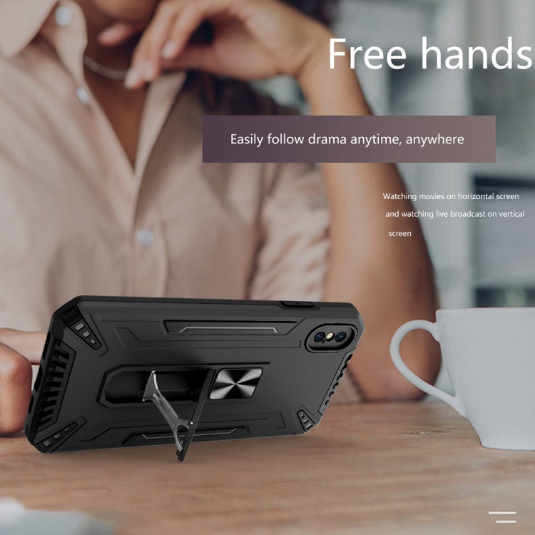 For iPhone XS Max War-god Armor TPU + PC Shockproof Magnetic Protective Case with Folding Holder