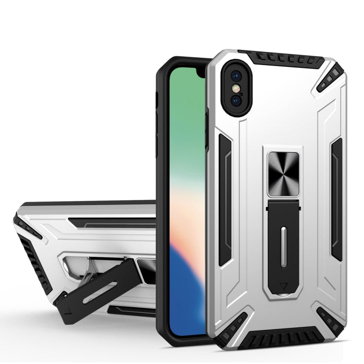 For iPhone XS Max War-god Armor TPU + PC Shockproof Magnetic Protective Case with Folding Holder