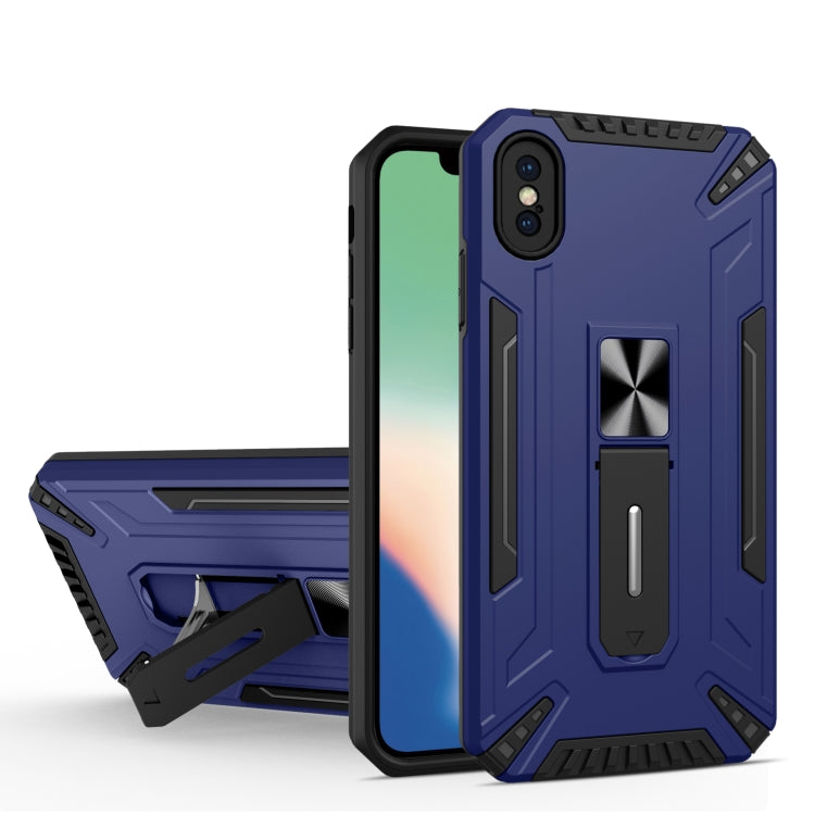 For iPhone XR War-god Armor TPU + PC Shockproof Magnetic Protective Case with Folding Holder