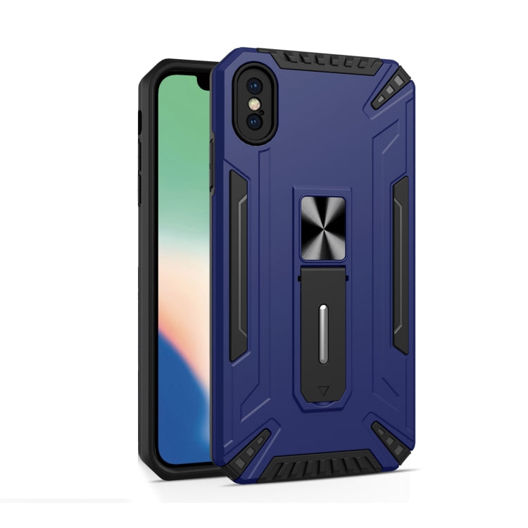 For iPhone XR War-god Armor TPU + PC Shockproof Magnetic Protective Case with Folding Holder