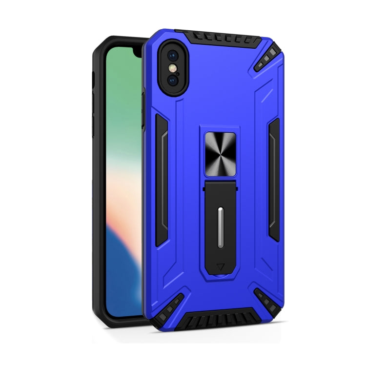 For iPhone XR War-god Armor TPU + PC Shockproof Magnetic Protective Case with Folding Holder