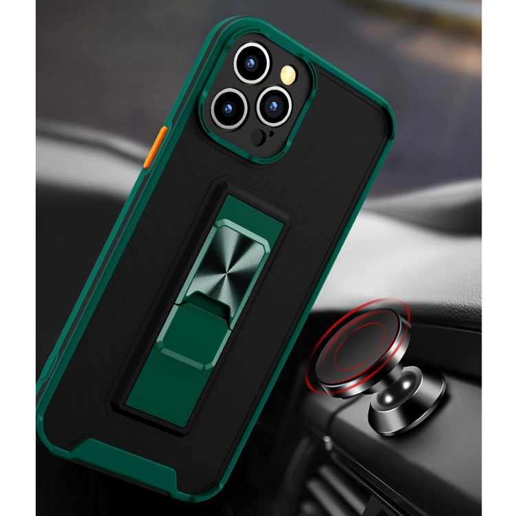 For iPhone 12 Pro Max Dual-color Skin Feel TPU + PC Magnetic Shockproof Case with Invisible Holder