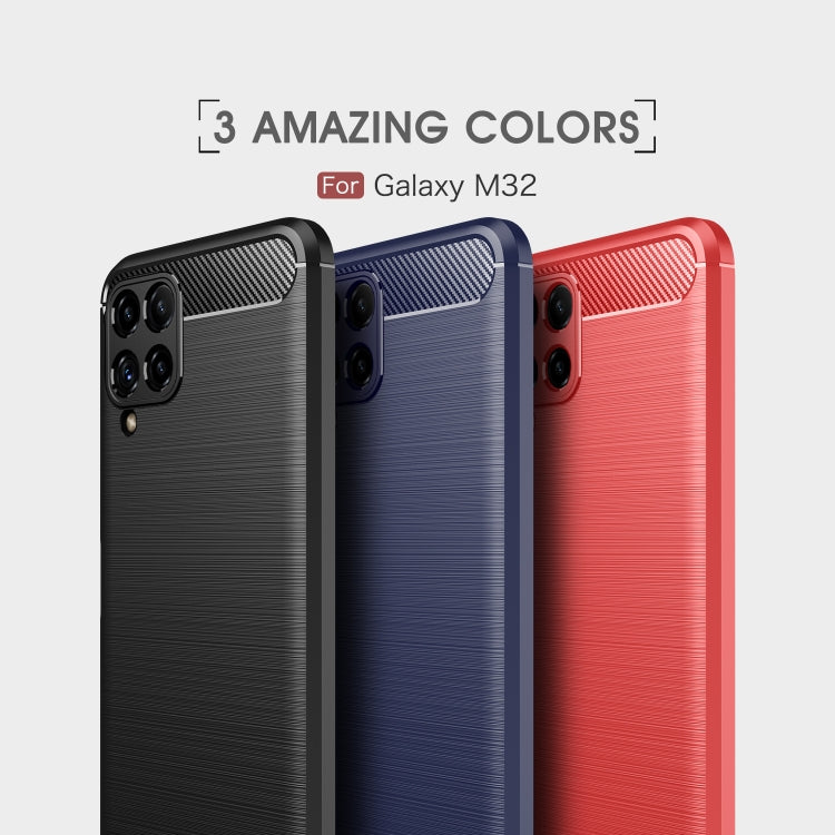 For Samsung Galaxy M32 (india) Brushed Texture Carbon Fiber TPU Case