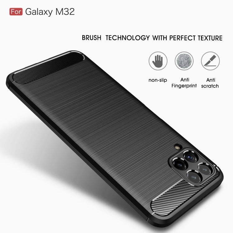 For Samsung Galaxy M32 (india) Brushed Texture Carbon Fiber TPU Case