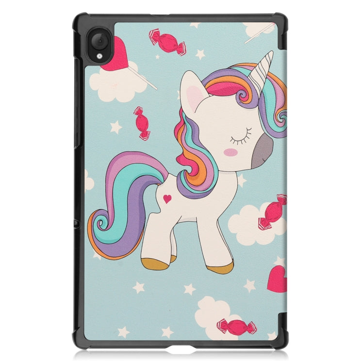 For Lenovo Qitian K10 TB-X6C6F / TB-X6C6X / TB-X6C6NBF Custer Painted TPU Smart Tablet Leather Case with Sleep / Wake-up Function & 3-Fold Holder