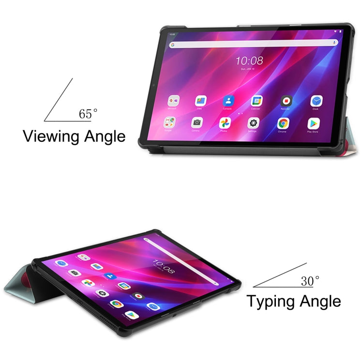 For Lenovo Qitian K10 TB-X6C6F / TB-X6C6X / TB-X6C6NBF Custer Painted TPU Smart Tablet Leather Case with Sleep / Wake-up Function & 3-Fold Holder