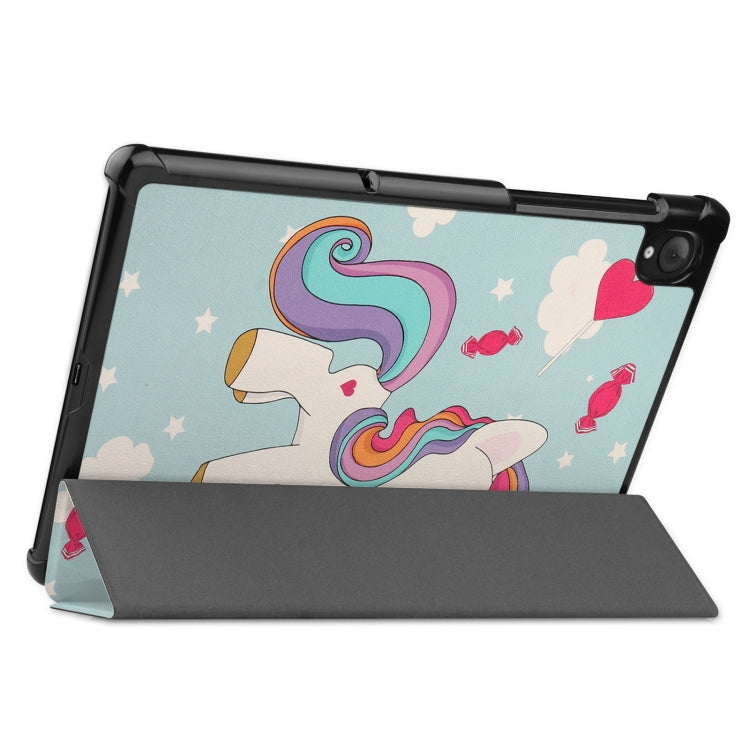 For Lenovo Qitian K10 TB-X6C6F / TB-X6C6X / TB-X6C6NBF Custer Painted TPU Smart Tablet Leather Case with Sleep / Wake-up Function & 3-Fold Holder