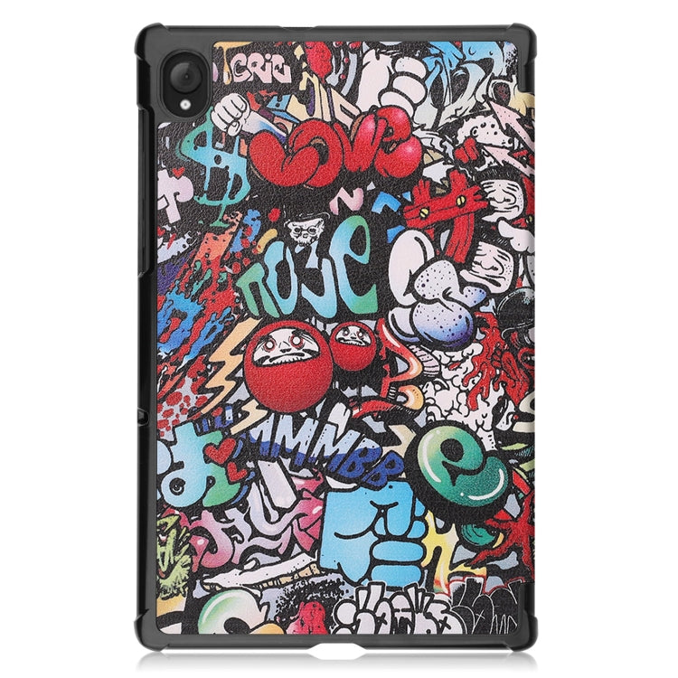 For Lenovo Qitian K10 TB-X6C6F / TB-X6C6X / TB-X6C6NBF Custer Painted TPU Smart Tablet Leather Case with Sleep / Wake-up Function & 3-Fold Holder