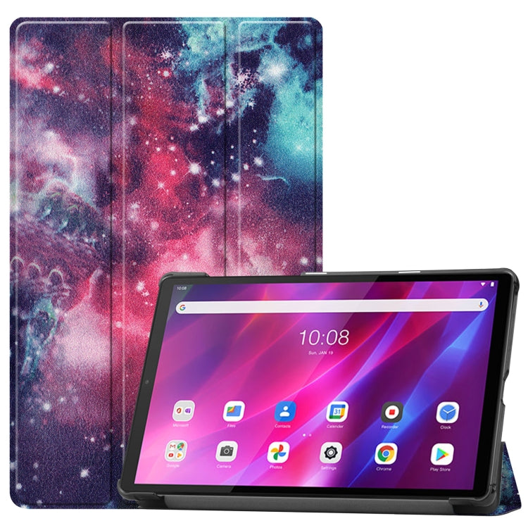 For Lenovo Qitian K10 TB-X6C6F / TB-X6C6X / TB-X6C6NBF Custer Painted TPU Smart Tablet Leather Case with Sleep / Wake-up Function & 3-Fold Holder