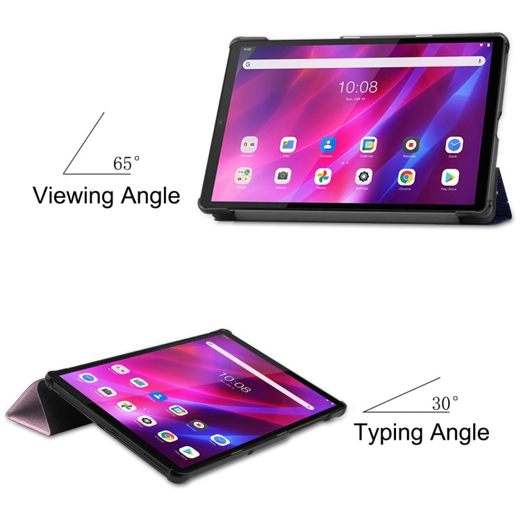 For Lenovo Qitian K10 TB-X6C6F / TB-X6C6X / TB-X6C6NBF Custer Painted TPU Smart Tablet Leather Case with Sleep / Wake-up Function & 3-Fold Holder