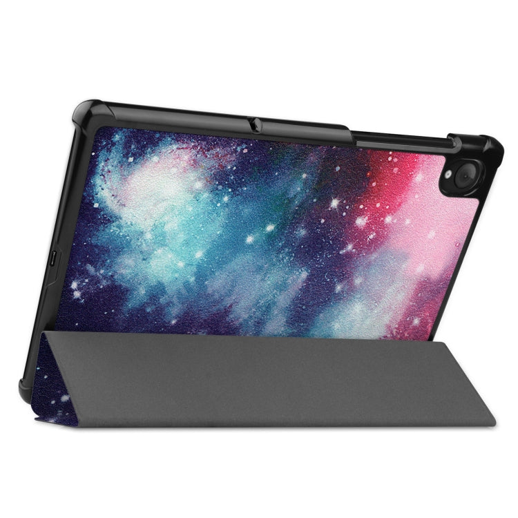 For Lenovo Qitian K10 TB-X6C6F / TB-X6C6X / TB-X6C6NBF Custer Painted TPU Smart Tablet Leather Case with Sleep / Wake-up Function & 3-Fold Holder