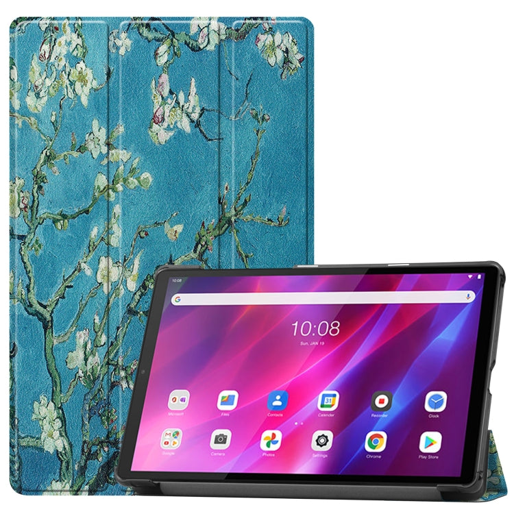 For Lenovo Qitian K10 TB-X6C6F / TB-X6C6X / TB-X6C6NBF Custer Painted TPU Smart Tablet Leather Case with Sleep / Wake-up Function & 3-Fold Holder