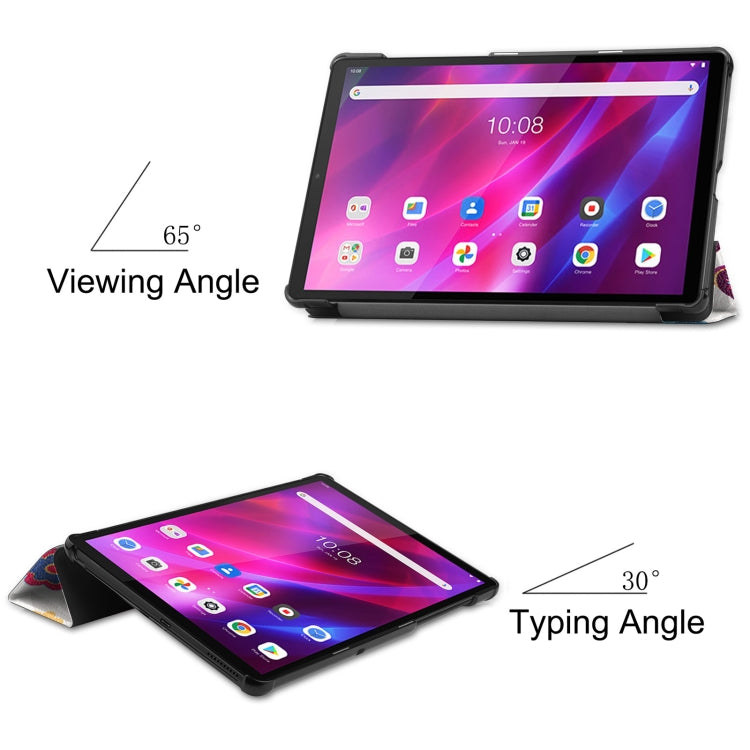For Lenovo Qitian K10 TB-X6C6F / TB-X6C6X / TB-X6C6NBF Custer Painted TPU Smart Tablet Leather Case with Sleep / Wake-up Function & 3-Fold Holder