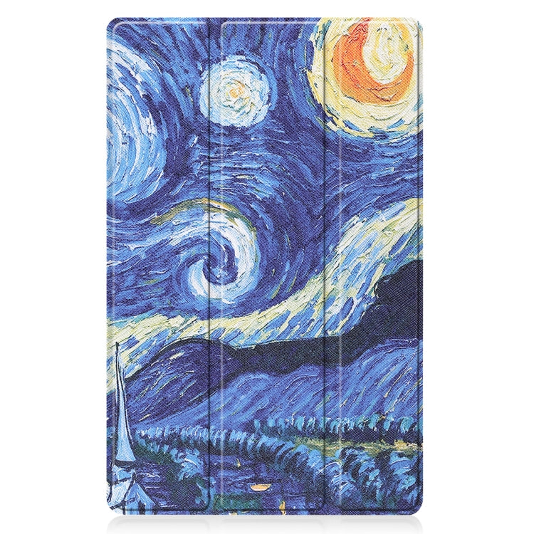 For Lenovo Qitian K10 TB-X6C6F / TB-X6C6X / TB-X6C6NBF Custer Painted TPU Smart Tablet Leather Case with Sleep / Wake-up Function & 3-Fold Holder