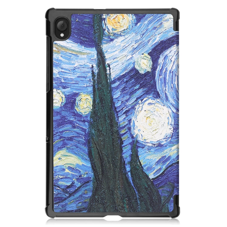 For Lenovo Qitian K10 TB-X6C6F / TB-X6C6X / TB-X6C6NBF Custer Painted TPU Smart Tablet Leather Case with Sleep / Wake-up Function & 3-Fold Holder