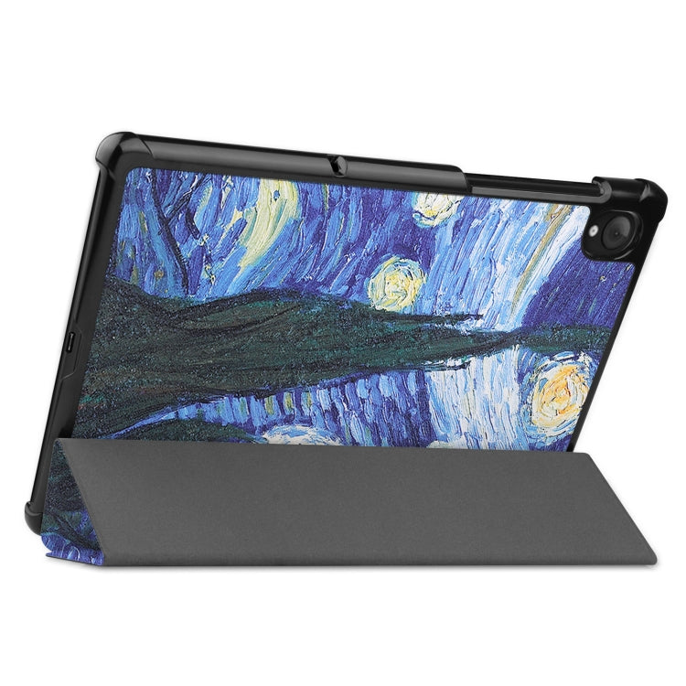For Lenovo Qitian K10 TB-X6C6F / TB-X6C6X / TB-X6C6NBF Custer Painted TPU Smart Tablet Leather Case with Sleep / Wake-up Function & 3-Fold Holder