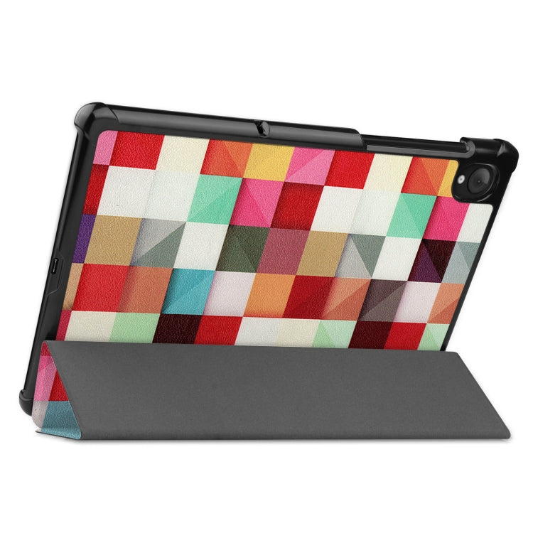 For Lenovo Qitian K10 TB-X6C6F / TB-X6C6X / TB-X6C6NBF Custer Painted TPU Smart Tablet Leather Case with Sleep / Wake-up Function & 3-Fold Holder