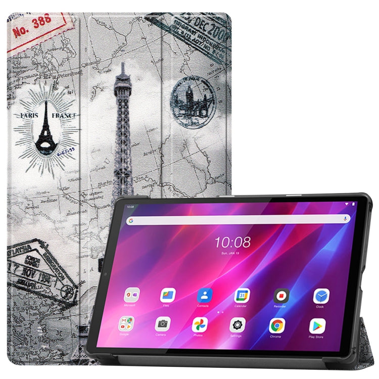 For Lenovo Qitian K10 TB-X6C6F / TB-X6C6X / TB-X6C6NBF Custer Painted TPU Smart Tablet Leather Case with Sleep / Wake-up Function & 3-Fold Holder
