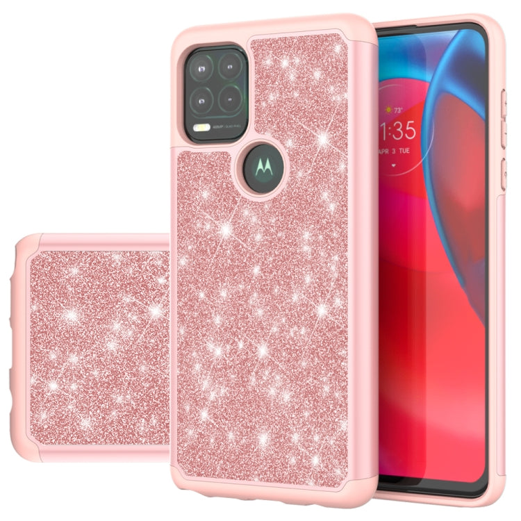 For Motorola Moto G Stylus 5G Glitter Powder Contrast Skin Shockproof Silicone + PC Protective Case