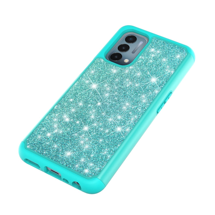 For OnePlus Nord N200 5G Glitter Powder Contrast Skin Shockproof Silicone + PC Protective Case