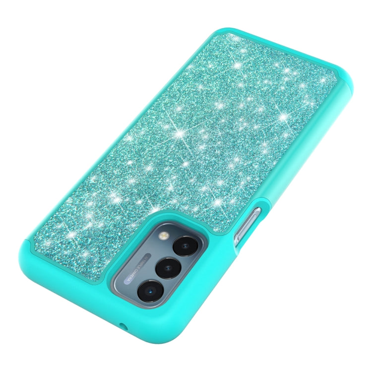 For OnePlus Nord N200 5G Glitter Powder Contrast Skin Shockproof Silicone + PC Protective Case
