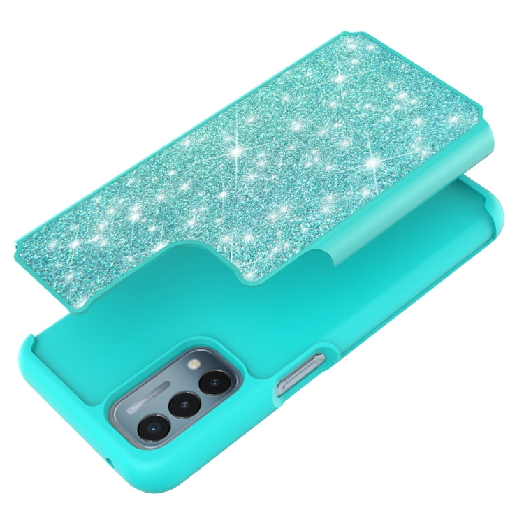 For OnePlus Nord N200 5G Glitter Powder Contrast Skin Shockproof Silicone + PC Protective Case