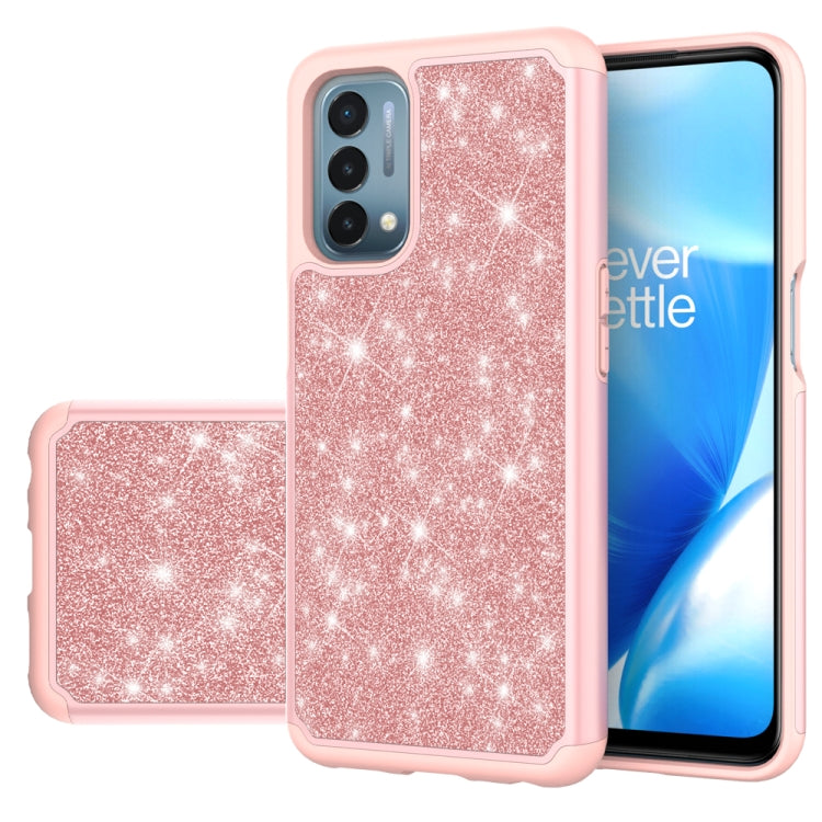 For OnePlus Nord N200 5G Glitter Powder Contrast Skin Shockproof Silicone + PC Protective Case