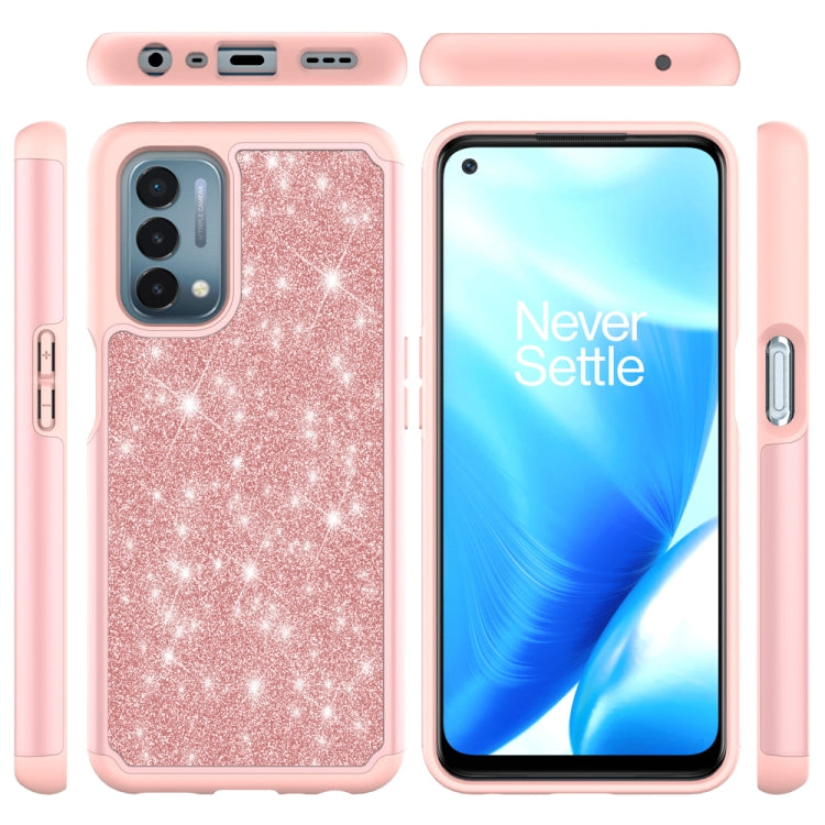 For OnePlus Nord N200 5G Glitter Powder Contrast Skin Shockproof Silicone + PC Protective Case