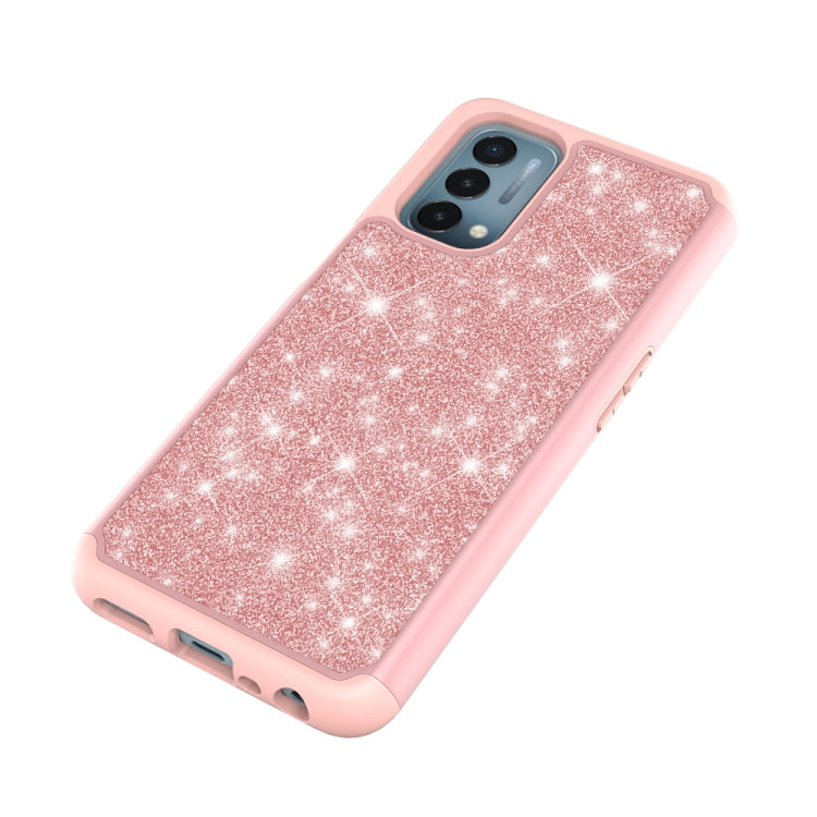 For OnePlus Nord N200 5G Glitter Powder Contrast Skin Shockproof Silicone + PC Protective Case