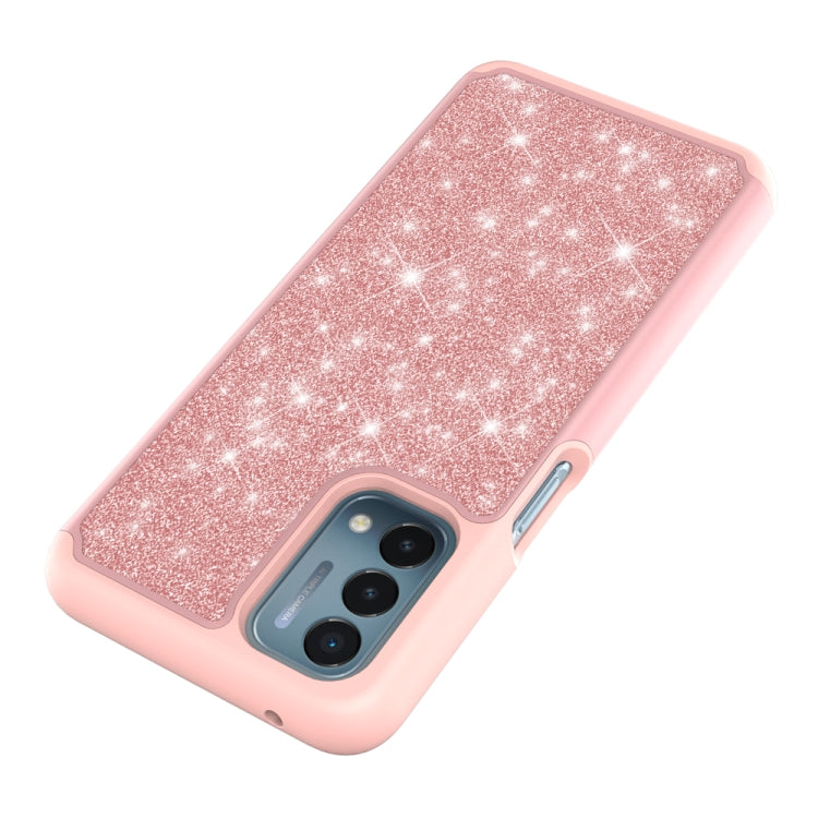 For OnePlus Nord N200 5G Glitter Powder Contrast Skin Shockproof Silicone + PC Protective Case