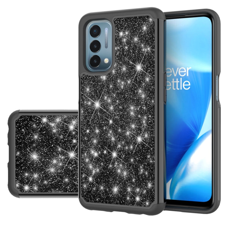 For OnePlus Nord N200 5G Glitter Powder Contrast Skin Shockproof Silicone + PC Protective Case