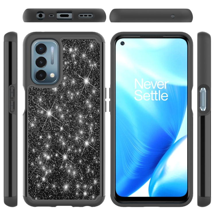 For OnePlus Nord N200 5G Glitter Powder Contrast Skin Shockproof Silicone + PC Protective Case