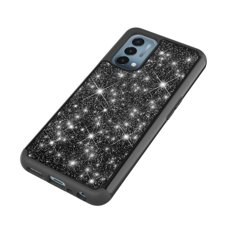 For OnePlus Nord N200 5G Glitter Powder Contrast Skin Shockproof Silicone + PC Protective Case
