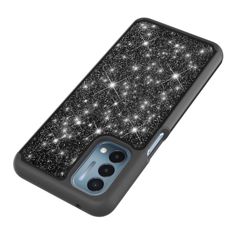 For OnePlus Nord N200 5G Glitter Powder Contrast Skin Shockproof Silicone + PC Protective Case