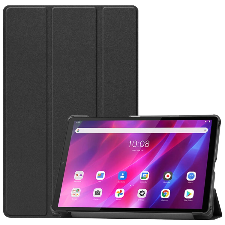 For Lenovo Qitian K10 TB-X6C6F / TB-X6C6X / TB-X6C6NBF Custer Texture Horizontal Flip Leather Case with Three-folding Holder & Sleep / Wake-up Function
