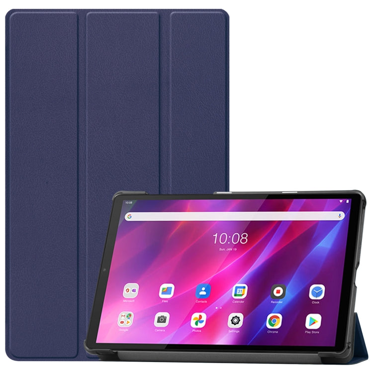For Lenovo Qitian K10 TB-X6C6F / TB-X6C6X / TB-X6C6NBF Custer Texture Horizontal Flip Leather Case with Three-folding Holder & Sleep / Wake-up Function