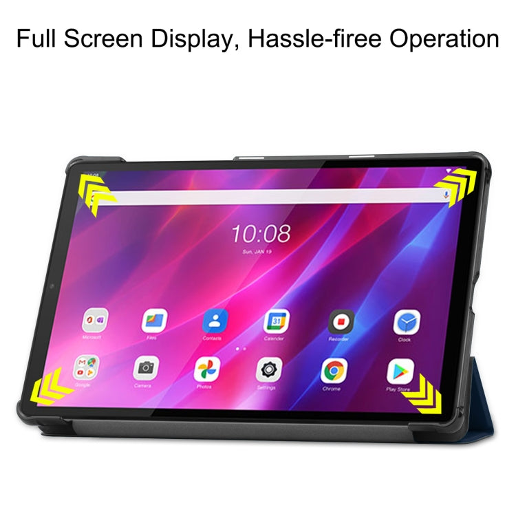 For Lenovo Qitian K10 TB-X6C6F / TB-X6C6X / TB-X6C6NBF Custer Texture Horizontal Flip Leather Case with Three-folding Holder & Sleep / Wake-up Function
