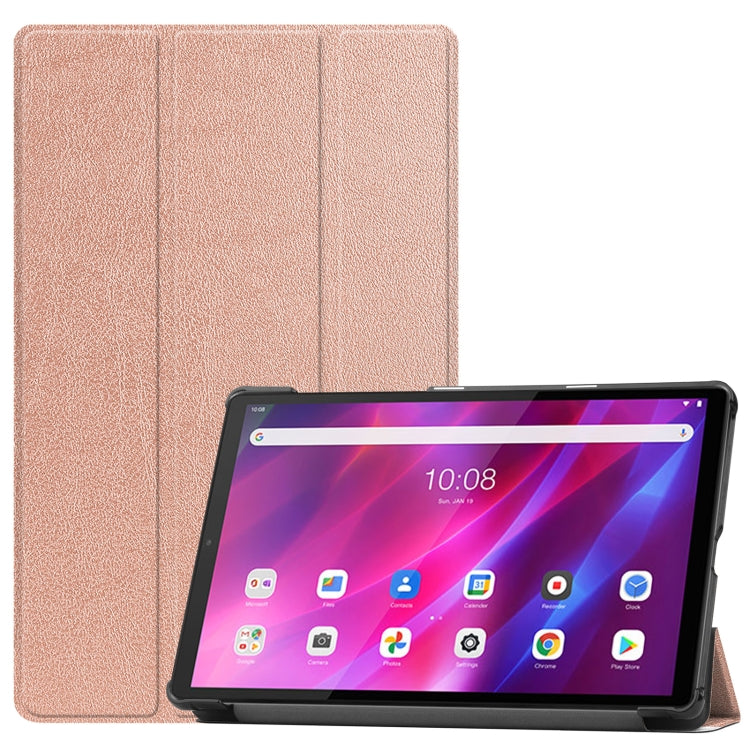 For Lenovo Qitian K10 TB-X6C6F / TB-X6C6X / TB-X6C6NBF Custer Texture Horizontal Flip Leather Case with Three-folding Holder & Sleep / Wake-up Function